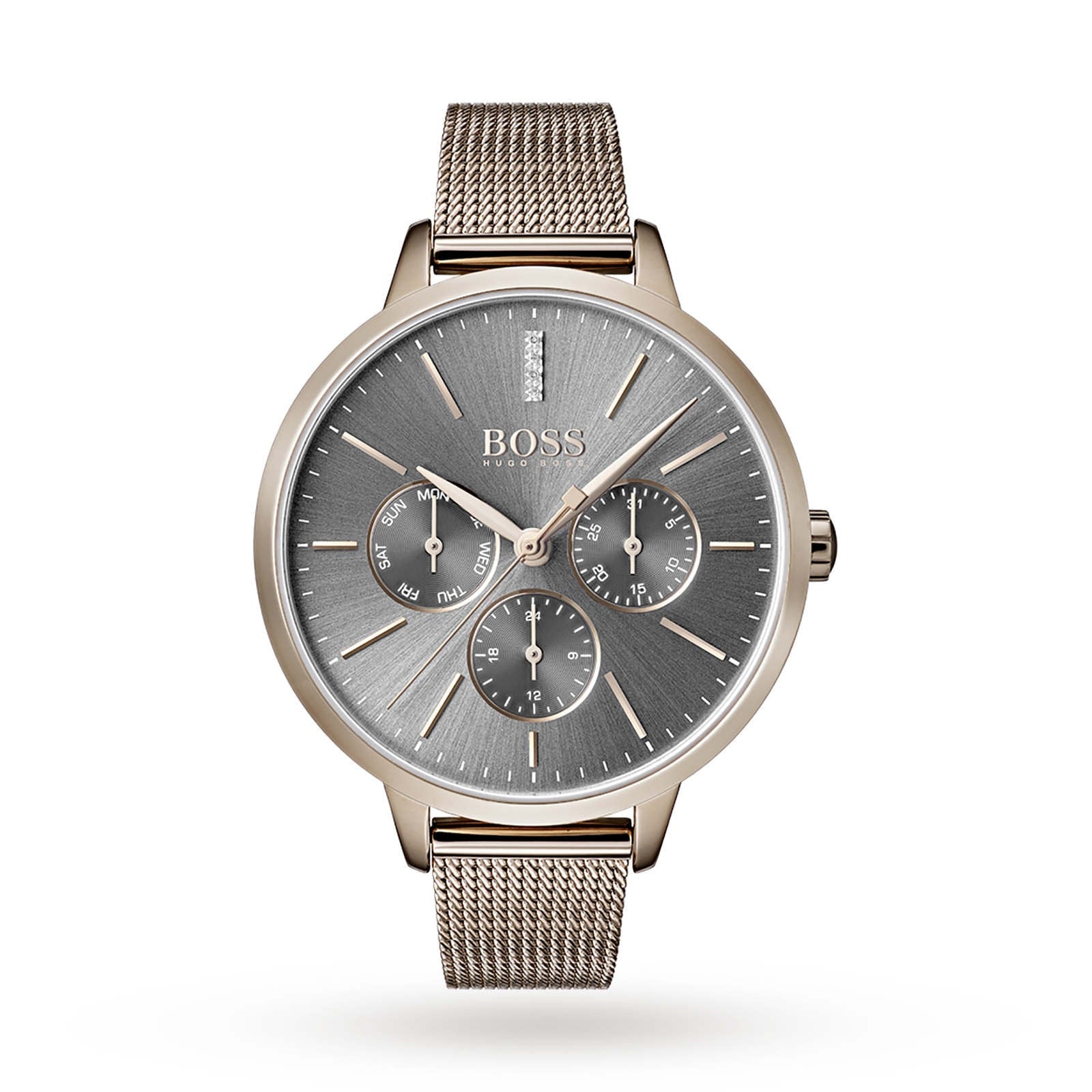 Hugo Boss Symphony Grey Dial Gold Mesh Bracelet Watch for Women - 1502424 Watches Hugo Boss   