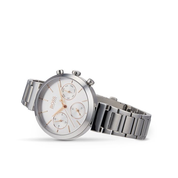 Hugo Boss Flawless Silver Dial Silver Steel Strap Watch for Women - 1502530 Watches Hugo Boss   