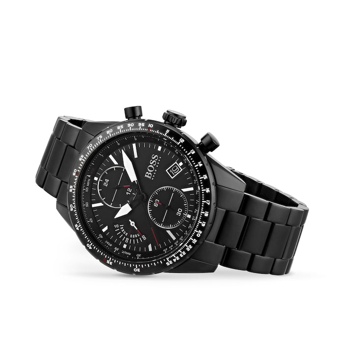 Hugo Boss Pilot Edition Black Dial Black Steel Strap Watch for Men - 1513854 Watches Hugo Boss   