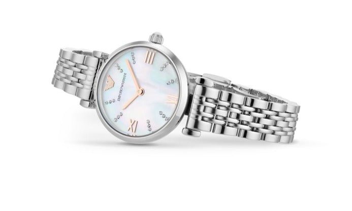 Emporio Armani Donna Mother of Pearl Dial Silver Stainless Steel Watch For Women - AR11204 Watches Emporio Armani   