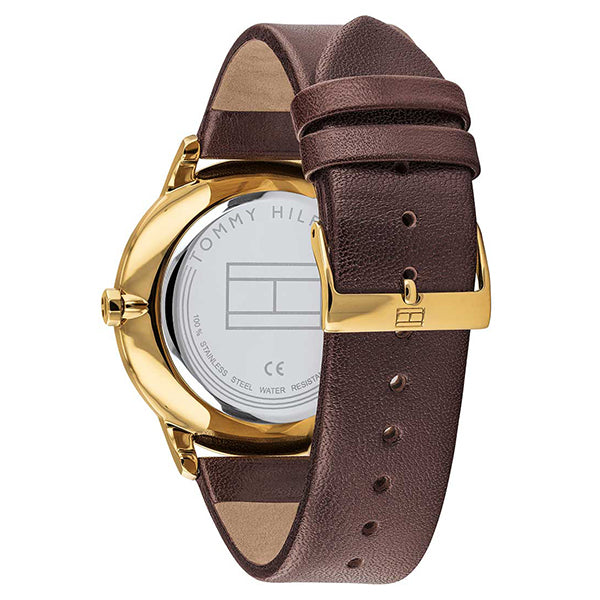 Tommy Hilfiger Hunter Green Dial Brown Leather Strap Watch for Men - 1791607 Watches Tommy Hilfiger   