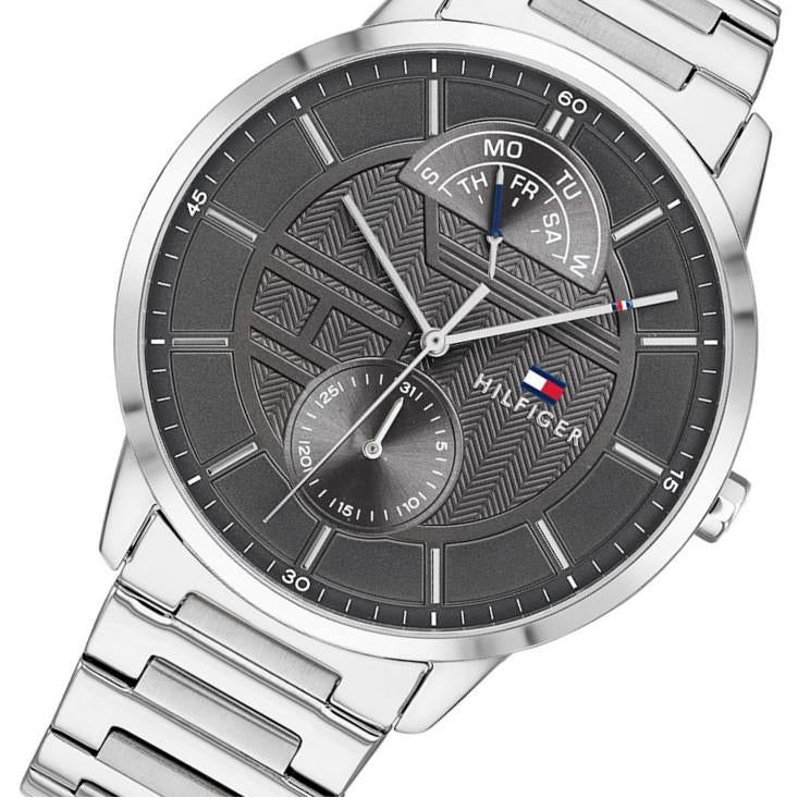 Tommy Hilfiger Hunter Grey Dial Silver Stainless Steel Strap Watch for Men - 1791608 Watches Tommy Hilfiger   