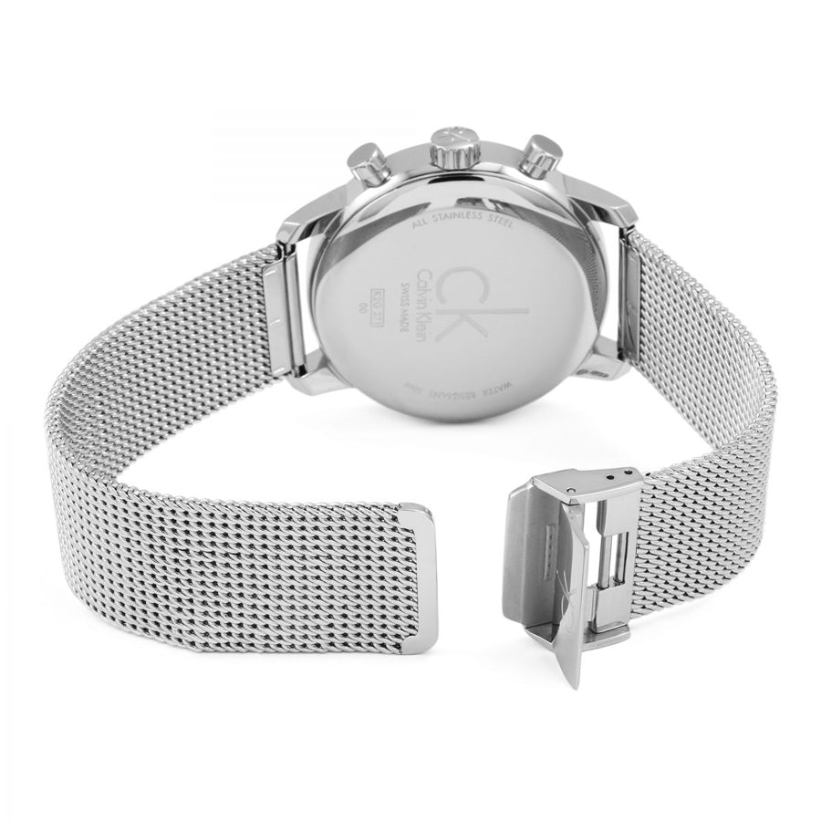 Calvin Klein City Chronograph White Dial Silver Mesh Bracelet Watch for Men - K2G27126 Watches Calvin Klein   