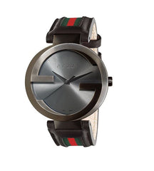 Gucci Interlocking XL Black Dial Red & Green Leather Strap Watch For Men - YA133206 Watches Gucci   