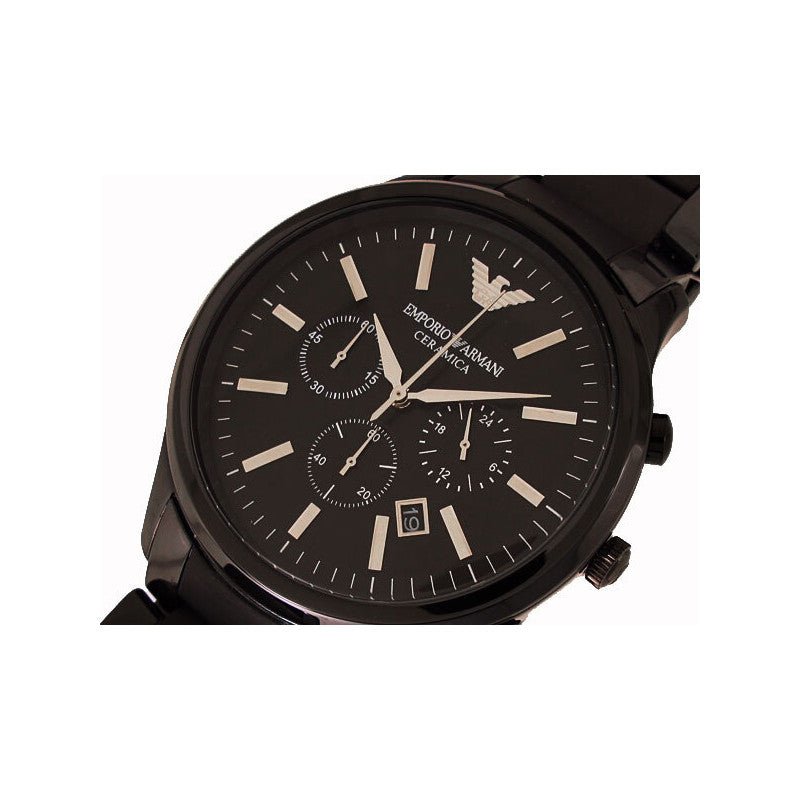 Emporio Armani Ceramica Chronograph Black Dial Black Stainless Steel Watch For Men - AR1451 Watches Emporio Armani   