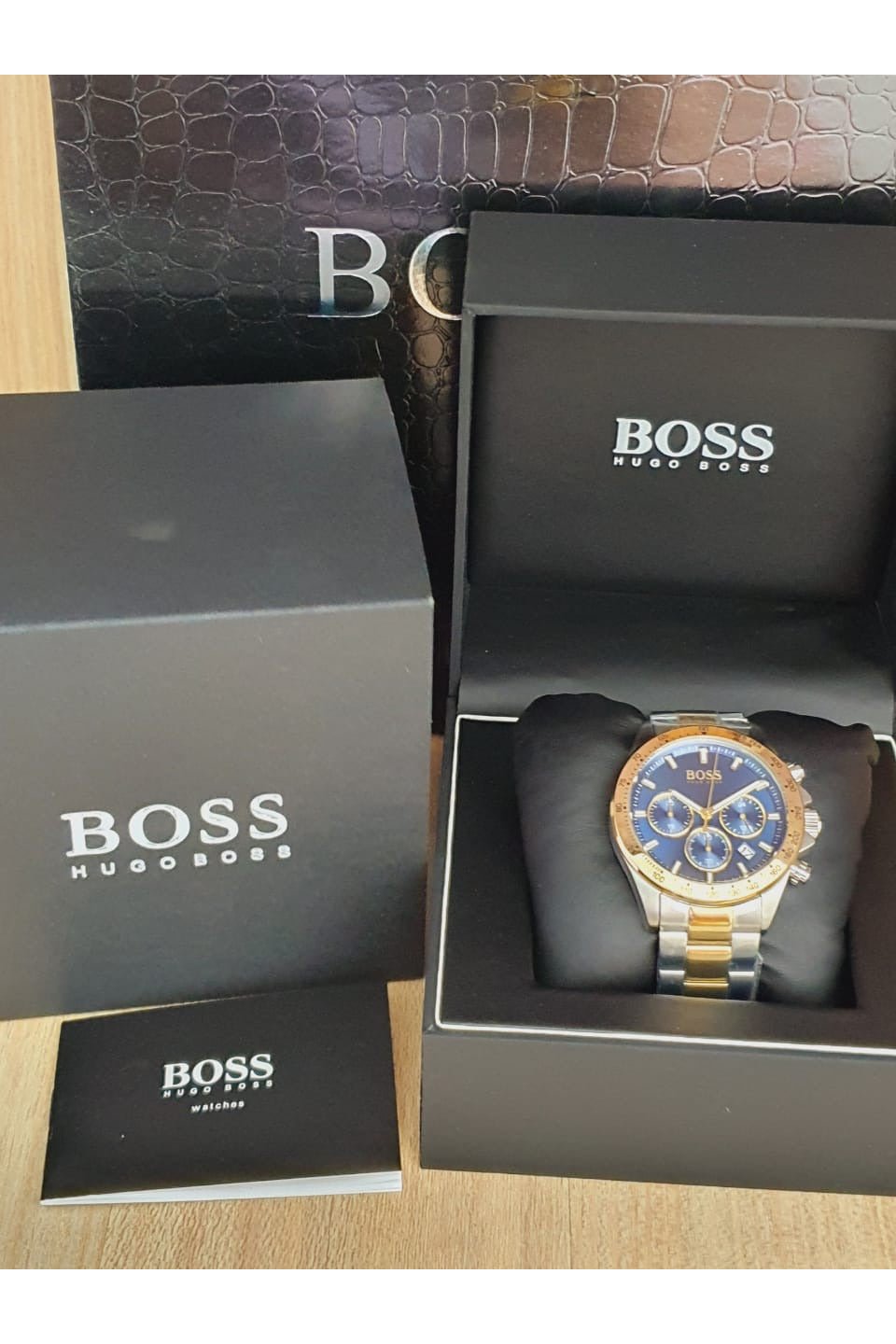 Hugo Boss Hero Blue Dial Two Tone Steel Strap Watch for Men - 1513767 Watches Hugo Boss   