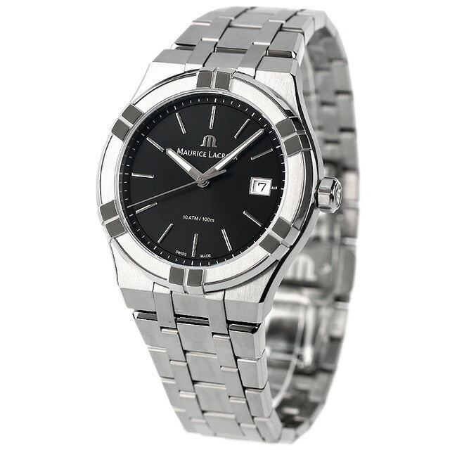 Maurice Lacroix Aikon Date Quartz Black Dial Silver Steel Strap Watch for Men - AI1108-SS002-330-1 Watches Maurice Lacroix   