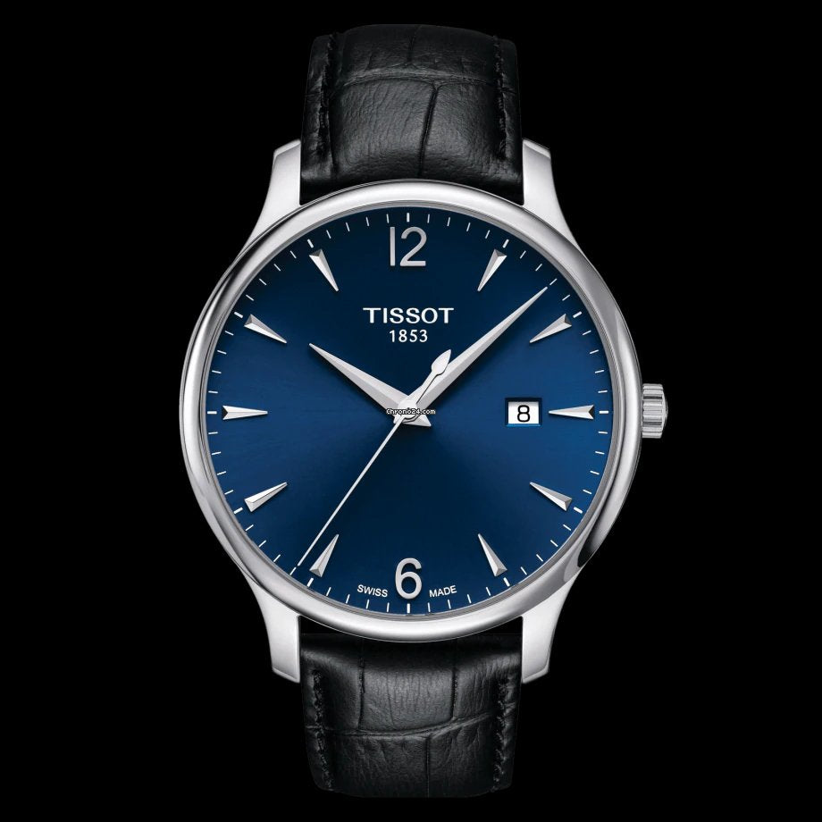 Tissot T Classic Tradition Blue Dial Black Leather Strap Watch For Men - T063.610.16.047.00 Watches Tissot   