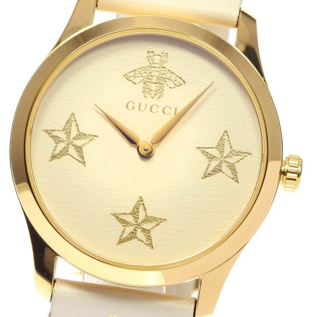 Gucci G Timeless White DIal White Leather Strap Watch For Women - YA1264096 Watches Gucci   