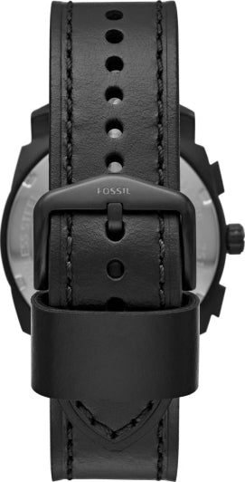 Fossil Machine Chronograph Black Dial Black Leather Strap Watch for Men - FS5586 Watches Fossil   