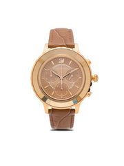 Swarovski Octea Lux Chrono Brown Gold Dial Brown Leather Strap Watch for Women - 5632260 Watches Swarovski   