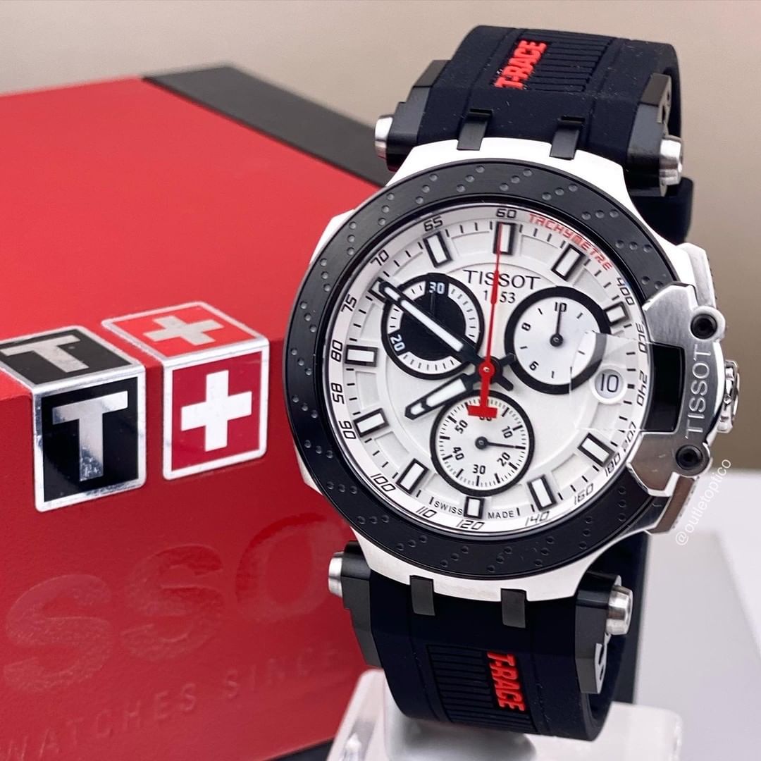 Tissot T Race Chronograph White Dial Black Silicon Strap Watch For Men - T115.417.27.011.00 Watches Tissot   
