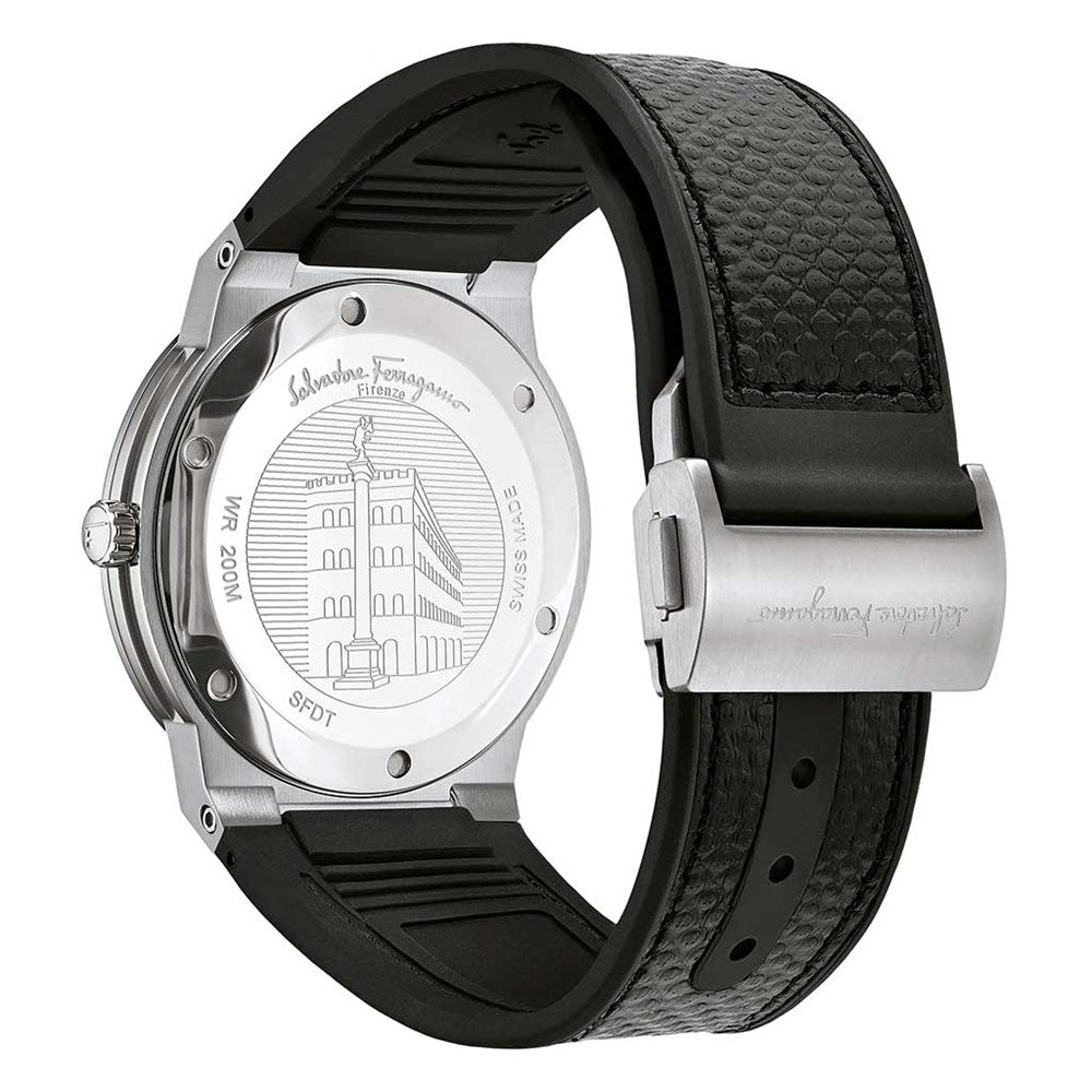 Salvatore Ferragamo F-80 Classic Black Dial Black Leather Strap Watch for Men - SFDT00619 Watches Salvatore Ferragamo   