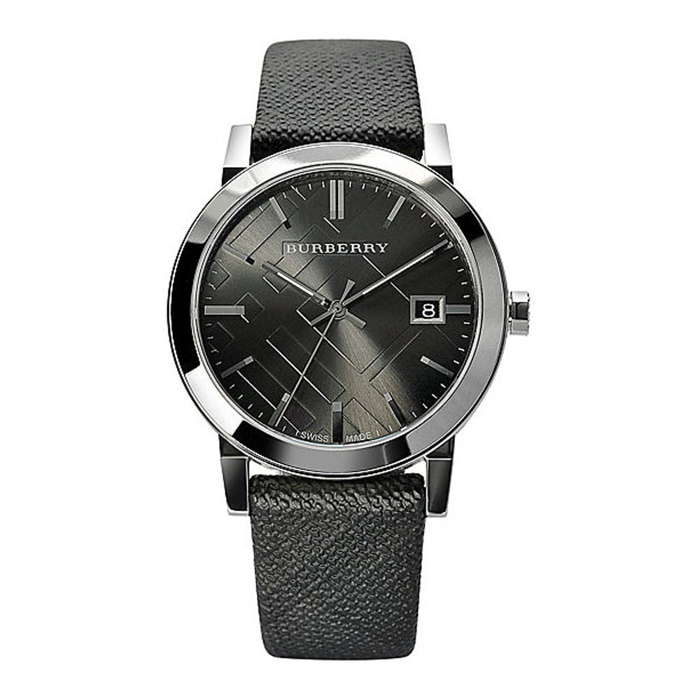 Burberry Heritage Grey Dial Black Leather Strap Watch for Men - BU9024 Watches Burberry   