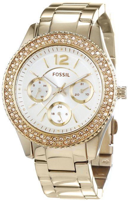 Fossil Stella Multifunction Gold Dial Gold Steel Strap Watch for Women - ES3589 Watches Fossil   