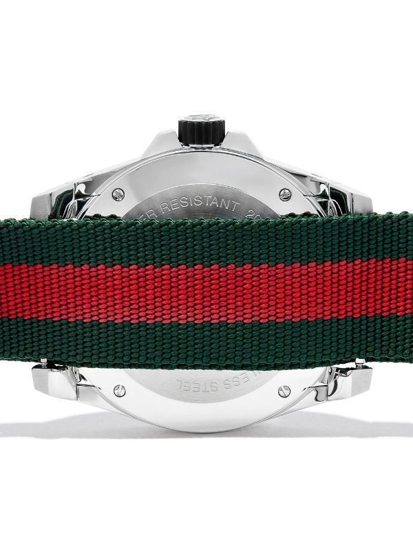 Gucci Dive White Dial Red & Green Nylon Strap Watch For Men - YA136207 Watches Gucci   