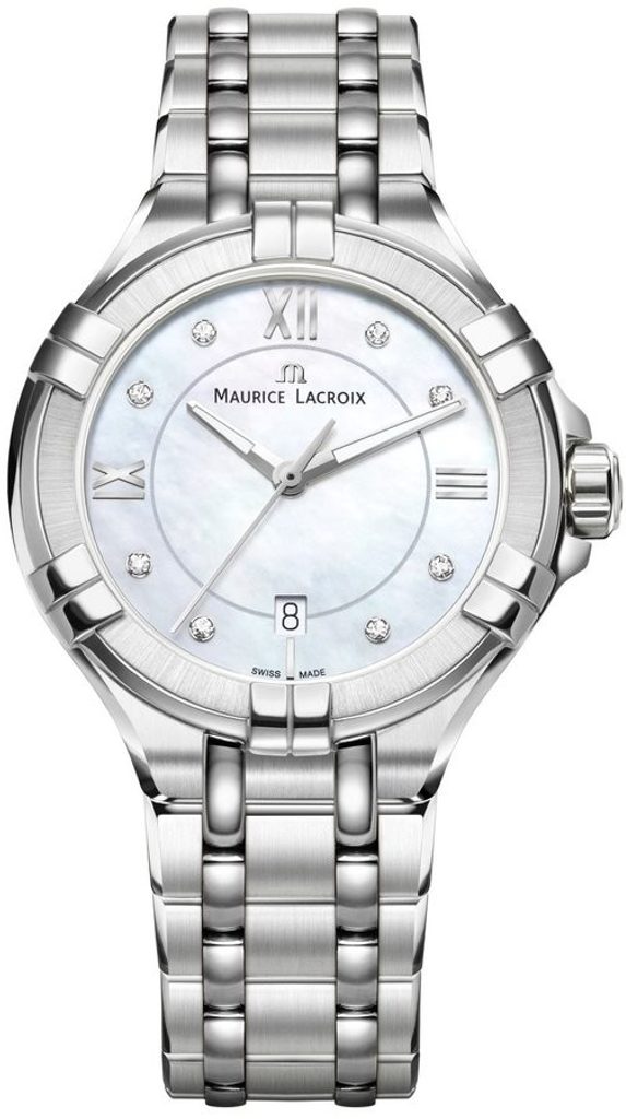 Maurice Lacroix Aikon White Mother of Pearl Dial Silver Steel Strap Watch for Women - AI1004-SS002-170-1 Watches Maurice Lacroix   