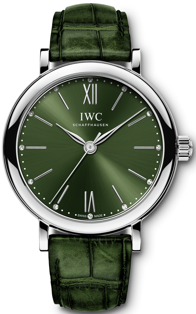 IWC Portofino Automatic Green Dial Green Leather Strap Watch For Women - IW357405