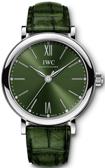 IWC Portofino Automatic Green Dial Green Leather Strap Watch For Women - IW357405