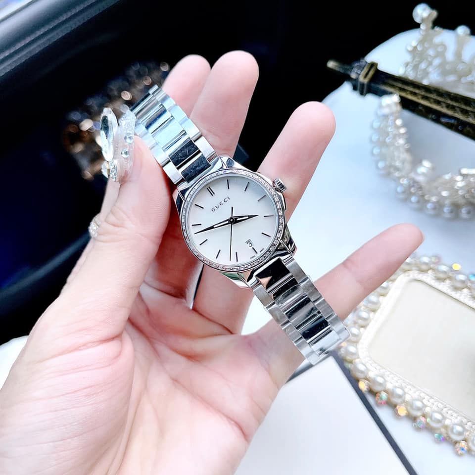 Gucci G Timeless Mother of Pearl Dial Silver Steel Strap Watch For Women - YA126543 Watches Gucci   