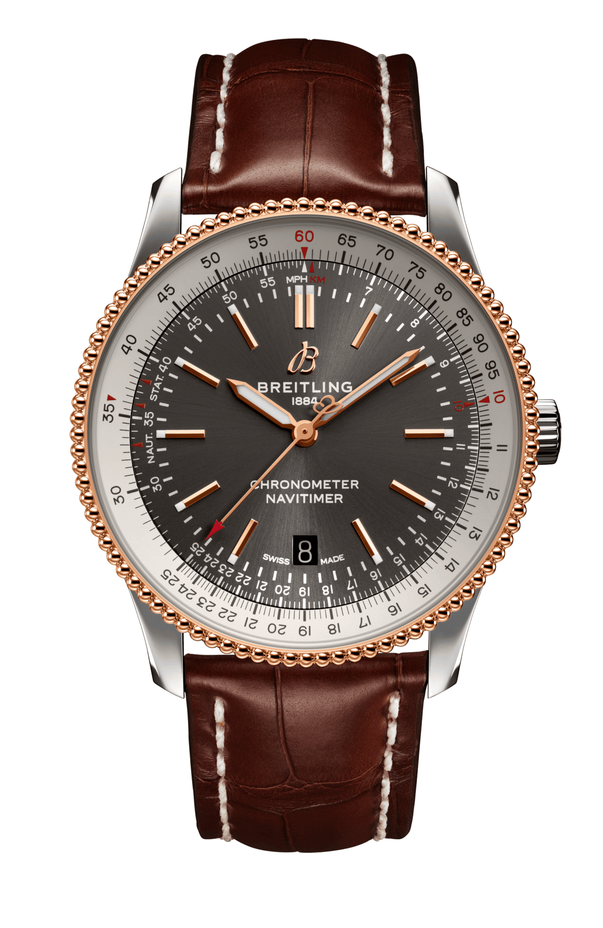 Breitling Navitimer 1 Automatic 41mm Black Dial Brown Leather Strap Mens Watch - U17326211M1P1 Watches Breitling   