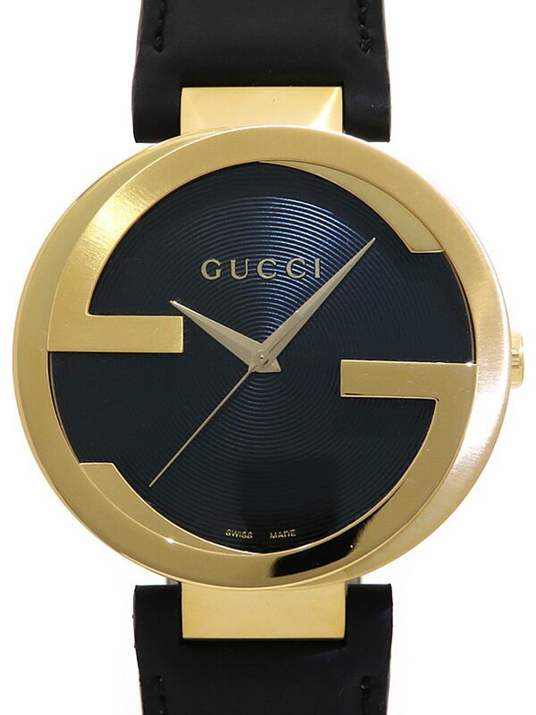 Gucci Interlocking Special Edition Grammy Black Dial Black Leather Strap Watch For Men - YA133208 Watches Gucci   