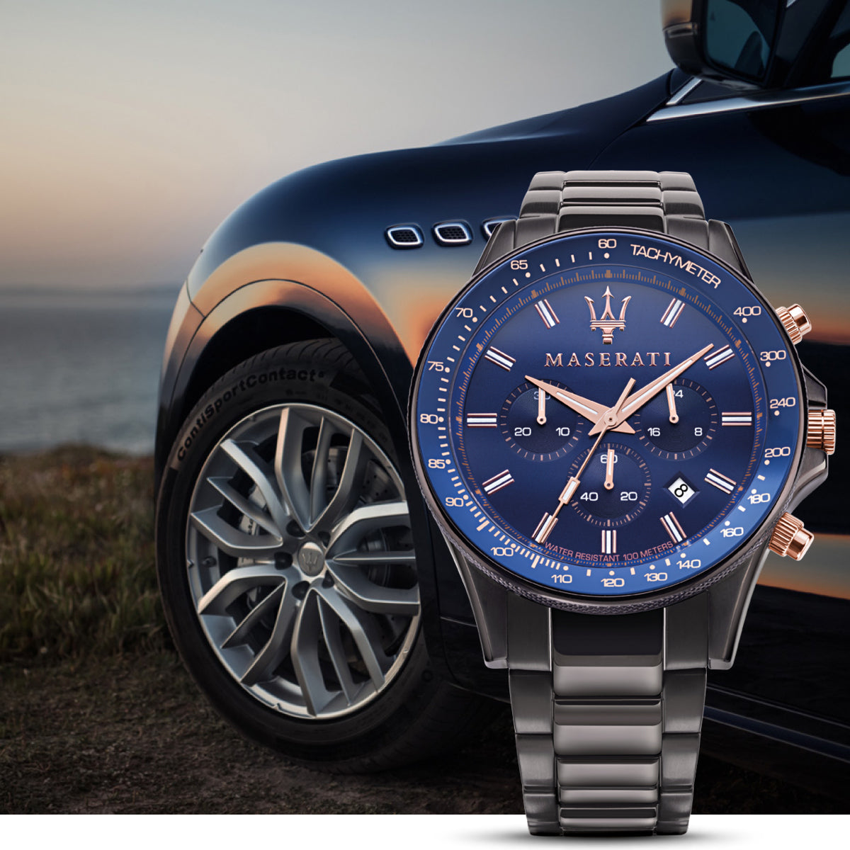 Maserati SFIDA Chronograph Blue Dial Stainless Steel Watch For Men - R8873640001 Watches Maserati   