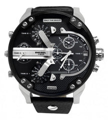 Diesel Mr Daddy Black Dial Black Leather Strap Watch For Men - DZ7313 Watches Diesel   