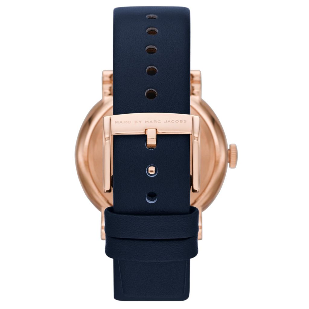 Marc Jacobs Baker Navy Blue Dial Navy Blue Leather Strap Watch for Women - MBM1329 Watches Marc Jacobs   