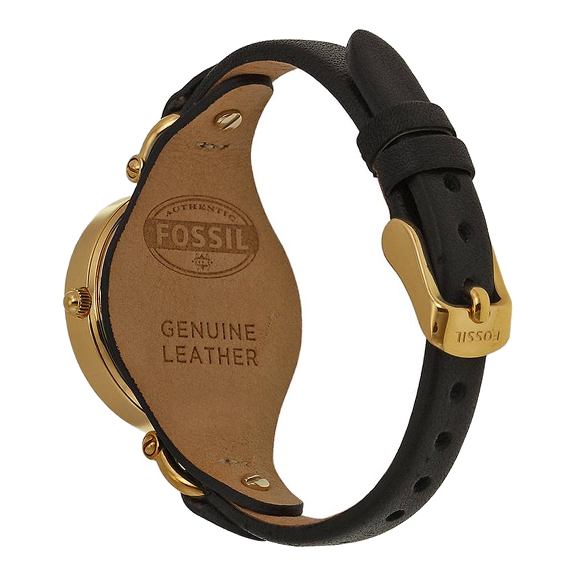 Fossil Georgia Black Dial Black Leather Strap Watch for Women - ES3148 Watches Fossil   