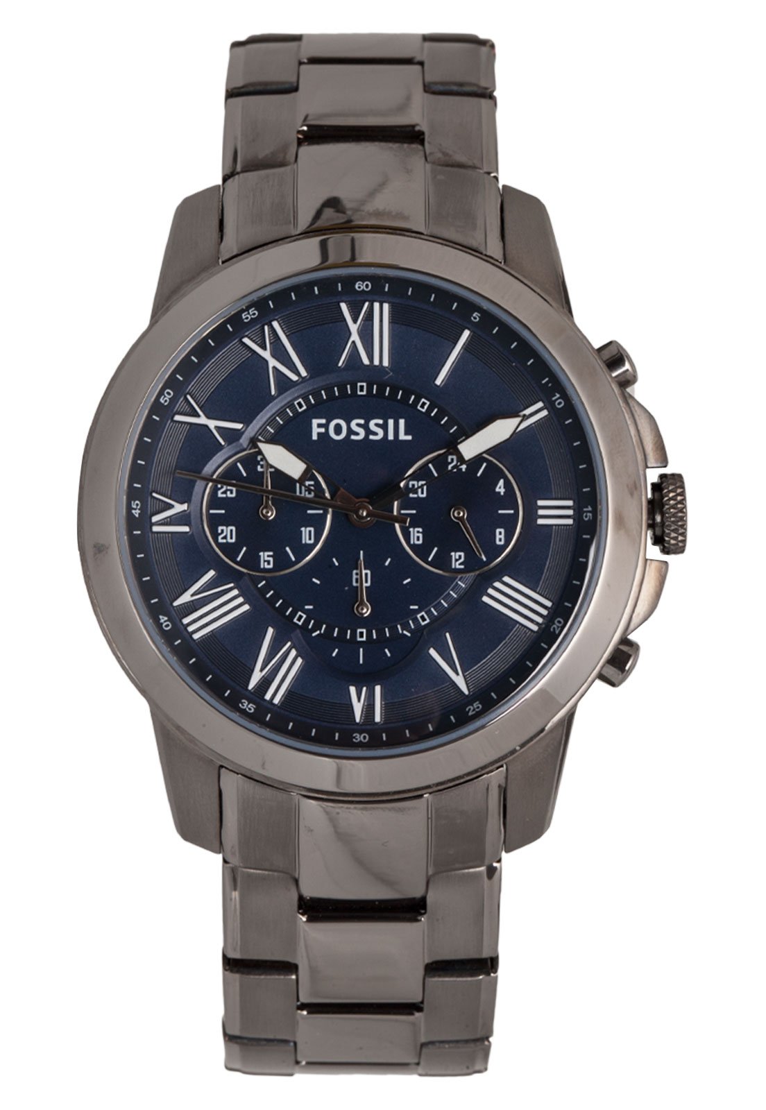 Fossil Grant Chronograph Blue Dial Grey Steel Strap Watch for Men - FS4831 Watches Fossil   