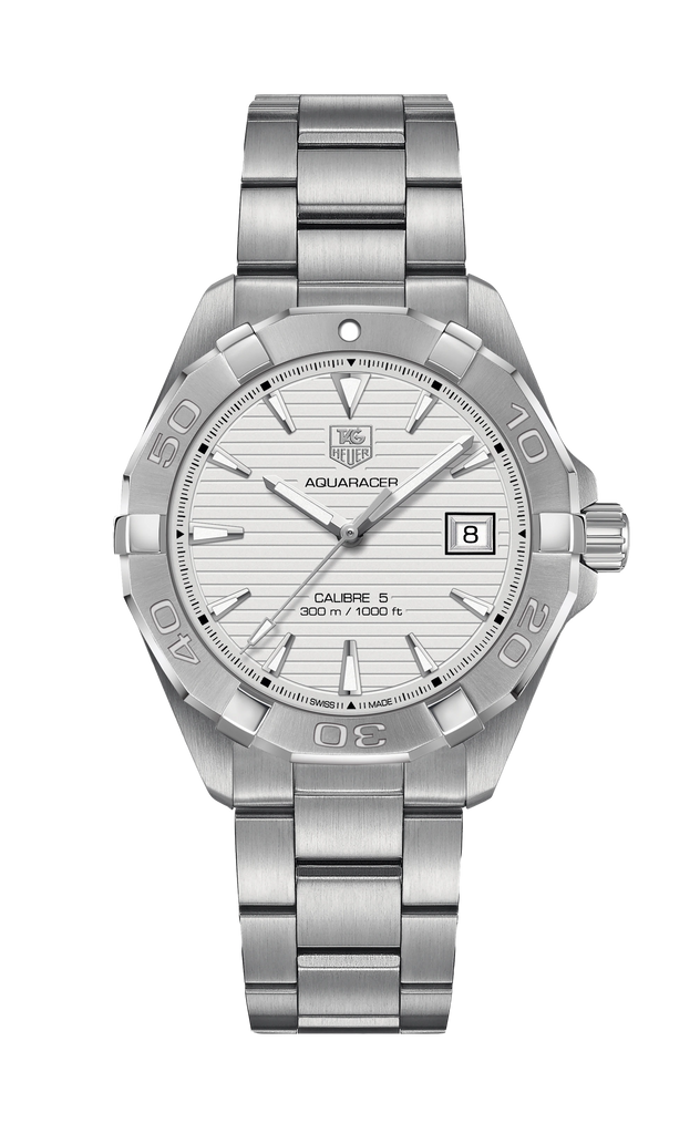 Tag Heuer Aquaracer Automatic 41mm White Dial Silver Steel Strap Watch for Men - WAY2111.BA0928 Watches Tag Heuer   