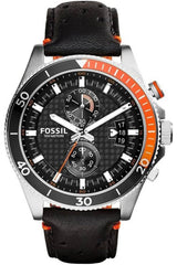 Fossil Wakefield Chronograph Black Dial Black Leather Strap Watch for Men - CH2953 Watches Fossil   