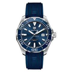 Tag Heuer Aquaracer 41mm Blue Dial Blue Rubber Strap Watch for Men - WAY111C.FT6155 Watches Tag Heuer   