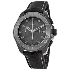 Tag Heuer Aquaracer Automatic Chronograph Special Edition Grey Titanium Dial Black Leather Strap Watch for Men - CAY218B.FC6370 Watches Tag Heuer   