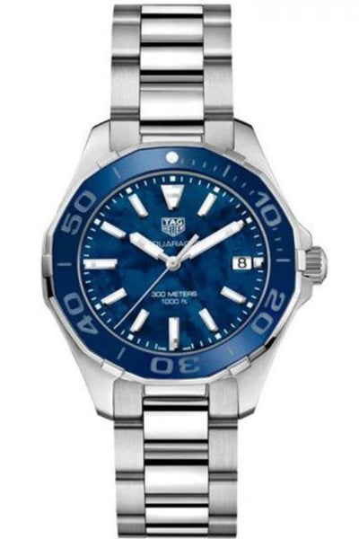 Tag Heuer Aquaracer 35mm  Blue Ceramic Dial Silver Steel Strap Watch for Women - WAY131S.BA0748 Watches Tag Heuer   