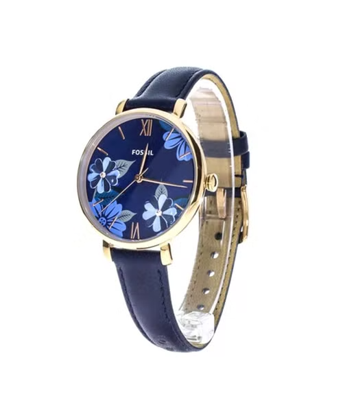 Fossil Jacqueline Blue Dial Blue Leather Strap Watch for Women - ES4673 Watches Fossil   