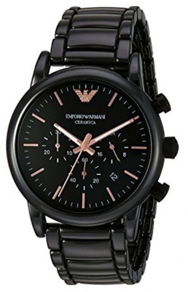 Emporio Armani Luigi Ceramic Chronograph Black Dial Black Strap Watch For Men - AR1509 Watches Emporio Armani   