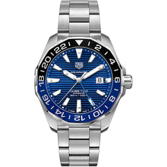 Tag Heuer Aquaracer GMT Calibre 6 Automatic Blue Dial Silver Steel Strap Watch for Men - WAY201T.BA0927 Watches Tag Heuer   