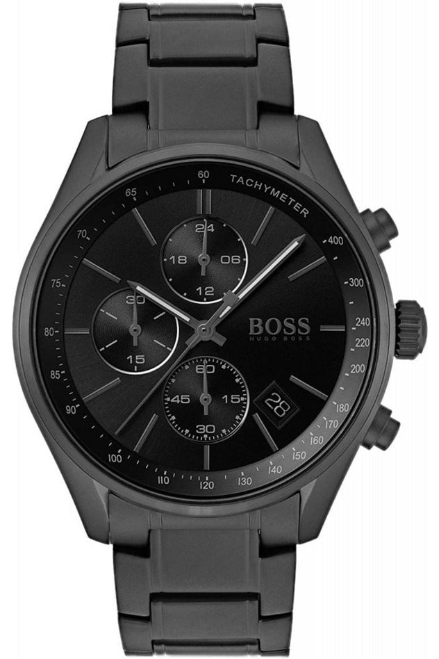 Hugo Boss Grand Prix Black Dial Black Steel Strap Watch for Men - 1513676 Watches Hugo Boss   