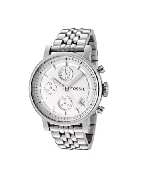 Fossil Boyfriend Chronograph Silver Dial Silver Steel Strap Watch for Women - ES2198 Watches Fossil   