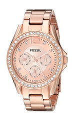 Fossil Riley Multifunction Rose Gold Dial Rose Gold Steel Strap Watch for Women - ES2811 Watches Fossil   