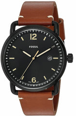 Fossil Commuter Three Hand Date Black Dial Brown Leather Strap Watch for Men - FS5276 Watches Fossil   