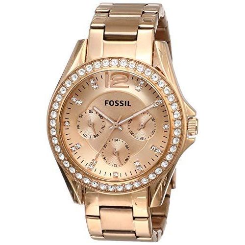 Fossil Riley Multifunction Rose Gold Dial Rose Gold Steel Strap Watch for Women - ES2811 Watches Fossil   