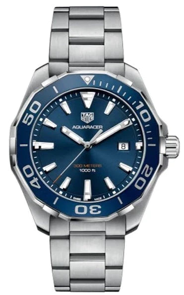 Tag Heuer Aquaracer 43mm Blue Dial Silver Steel Strap Watch for Men - WAY101C.BA0746 Watches Tag Heuer   