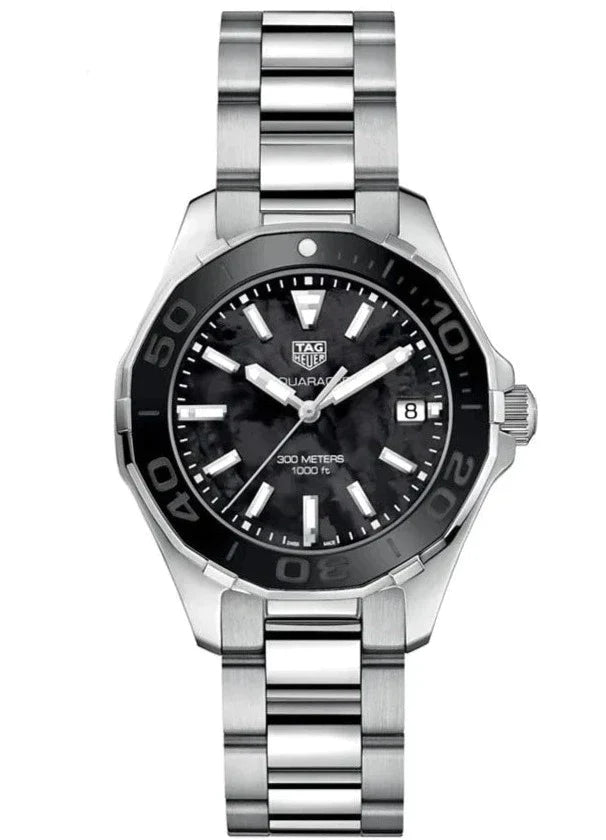 Tag Heuer Aquaracer Quartz 35mm Black Dial Silver Steel Strap Watch for Women - WAY131K.BA0748 Watches Tag Heuer   