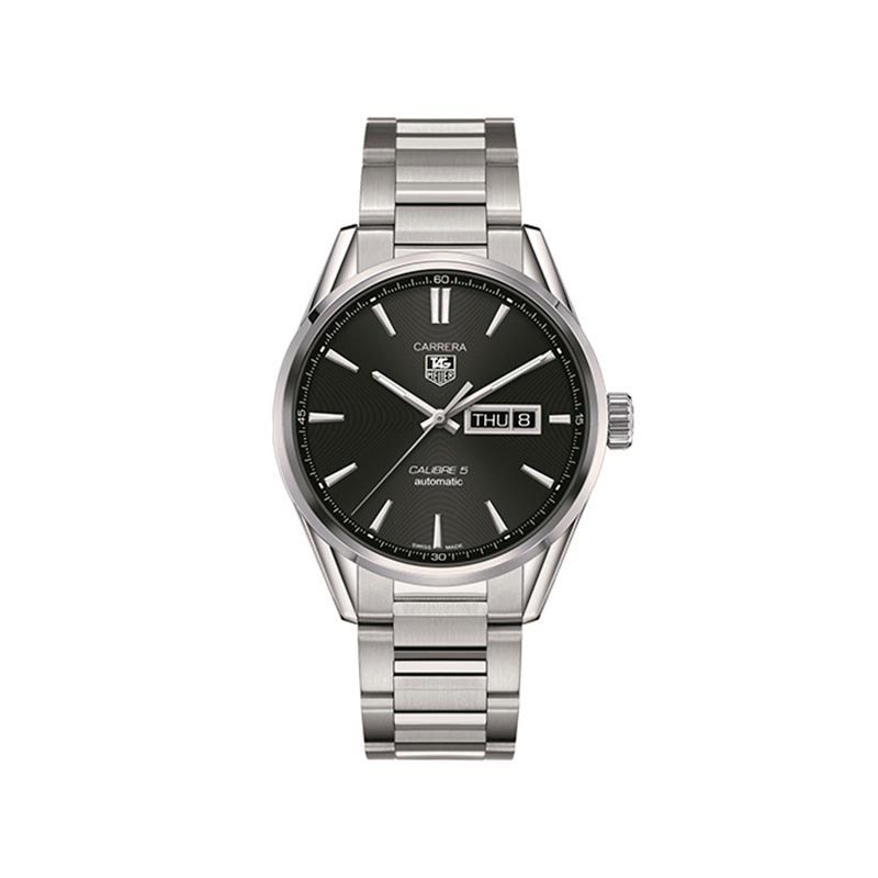 Tag Heuer Carrera Calibre 5 Automatic Black Dial Silver Steel Strap Watch for Men - WAR201A.BA0723 Watches Tag Heuer   