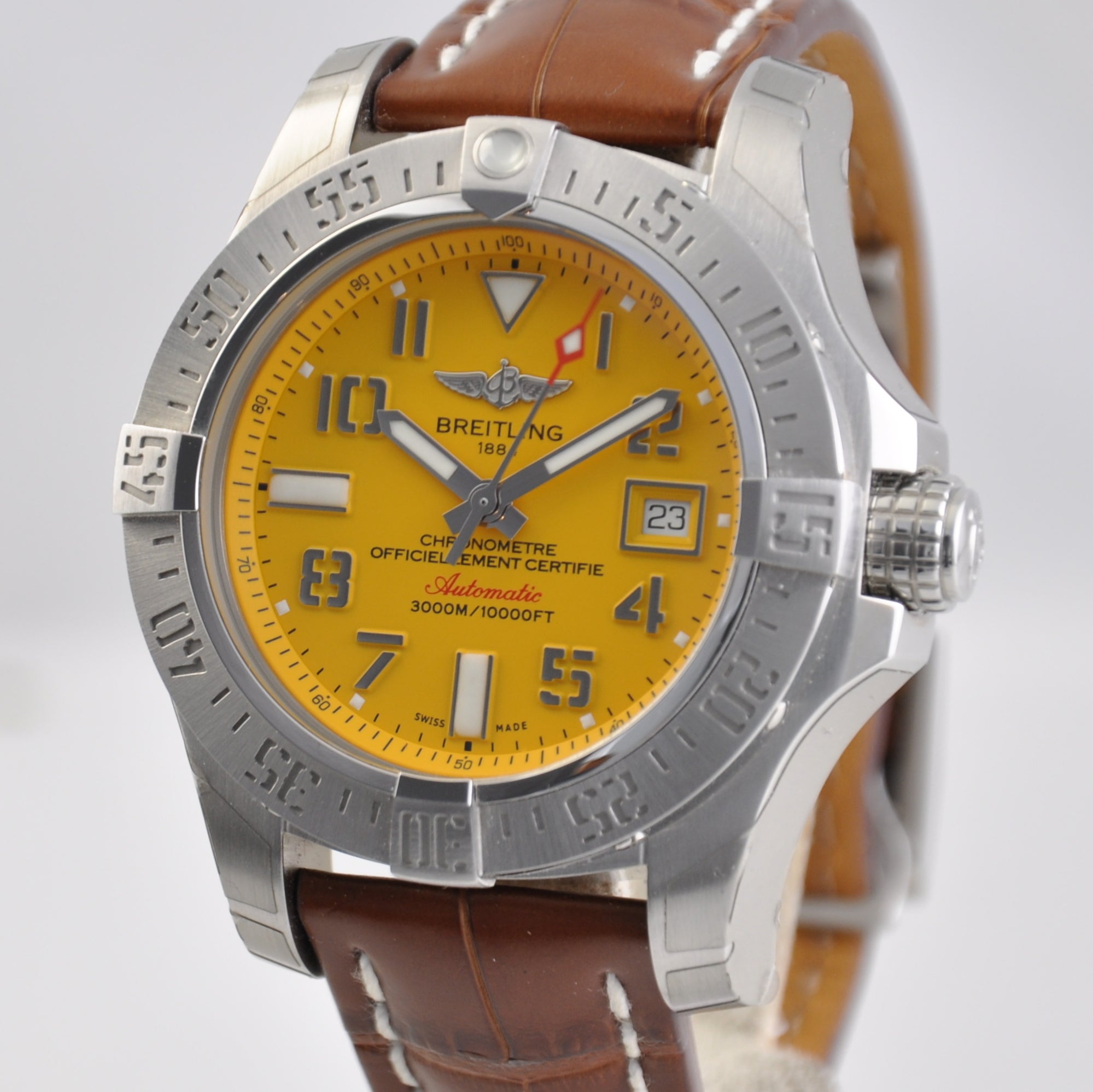 Breitling Avenger 11 Seawolf Stainless Steel Cobra Yellow Dial Mens Watch - A1733110/I519/434X Watches Breitling   