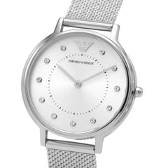 Emporio Armani Kappa Silver Dial Silver Mesh Bracelet Watch For Women - AR11128 Watches Emporio Armani   