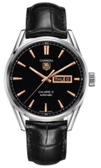 Tag Heuer Carrera Calibre 5 Automatic 41mm Black Dial Black Leather Strap Watch for Men - WAR201C.FC6266 Watches Tag Heuer   